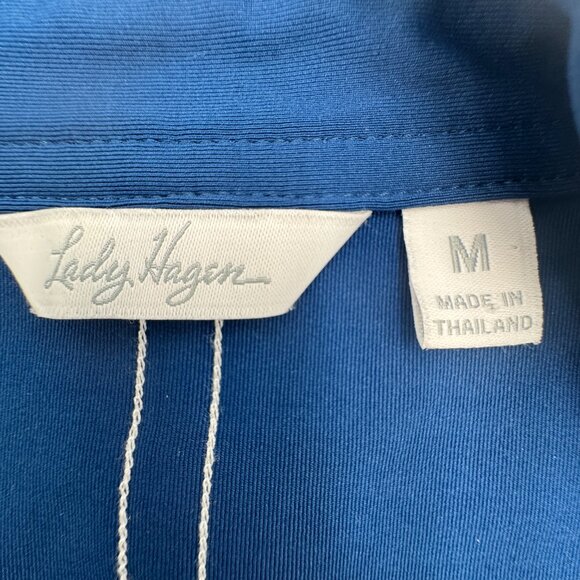 Lady Hagen Women's Blue White Sleeveless Golf Polo Collared V-Neck Top Medium - Picture 6 of 8